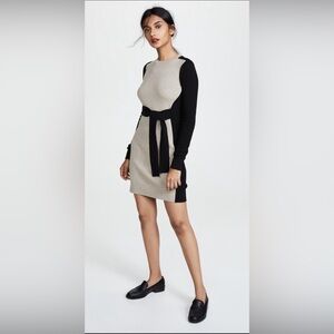 NWT CLUB MONACO Arnettie Long Sleeve Tie‎ Waist Wool Blend Dress